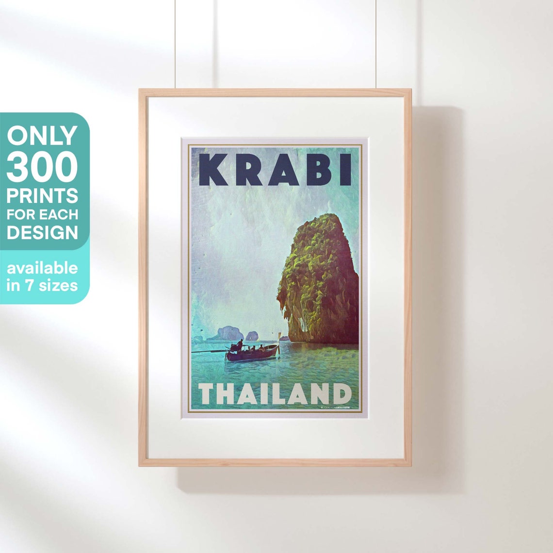 Krabi Thailand Limestone Karst Cliffs Longtail Boat Travel Poster - Image 3
