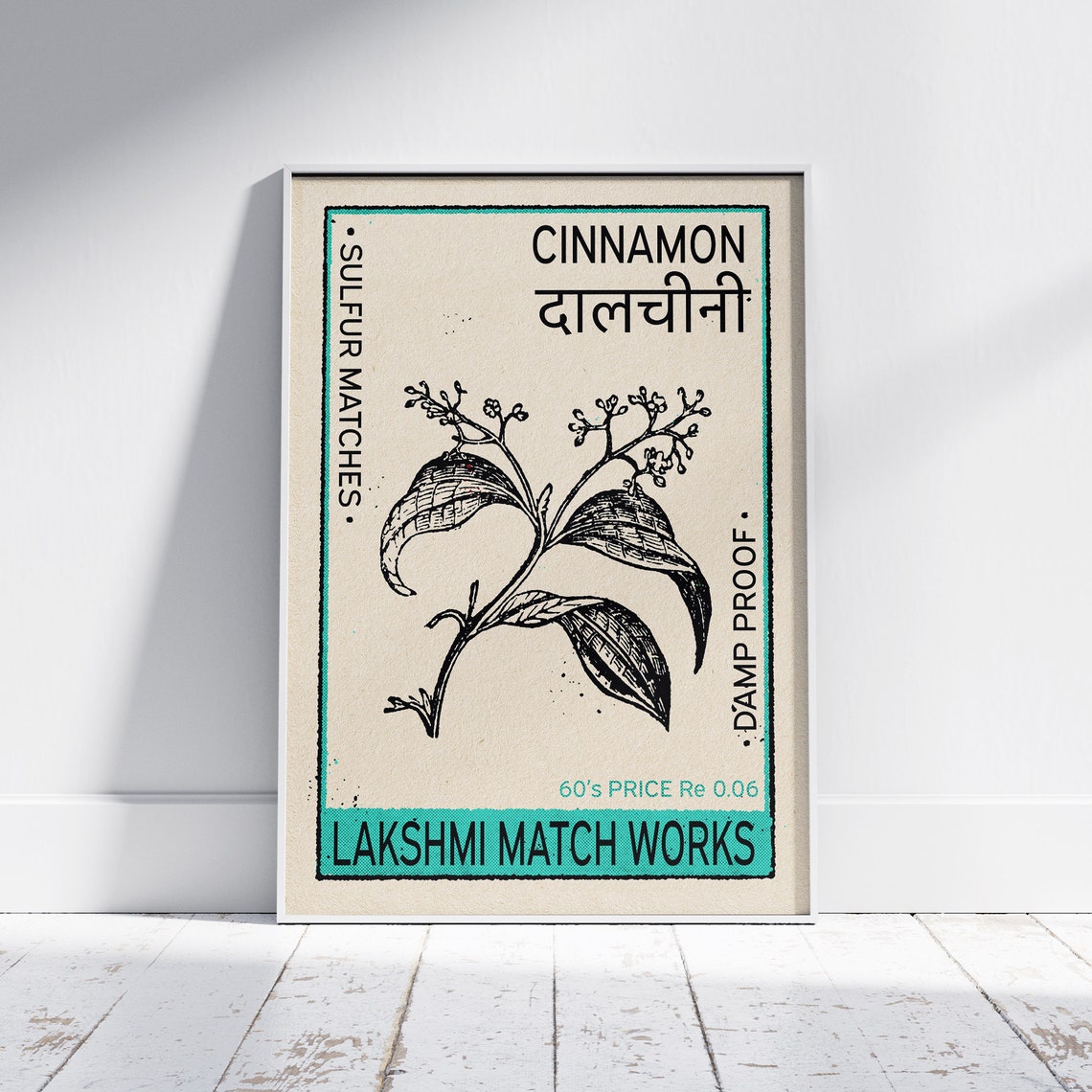 Cinnamon Spice Vintage Matchbox Style Poster With Botanical Artwork