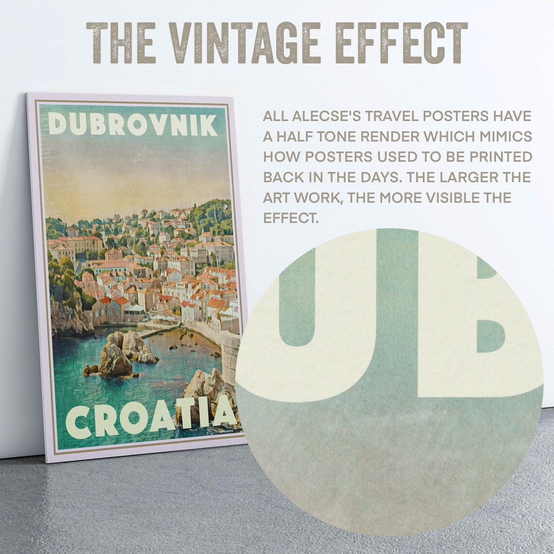 Dubrovnik Croatia Red Roofs Adriatic Coast Retro Travel Poster - Image 2