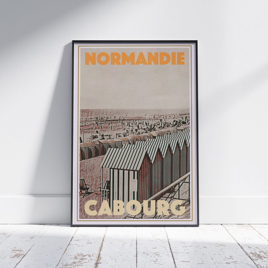 Cabourg Beach Cabins Normandy Coast France Vintage Seaside Poster