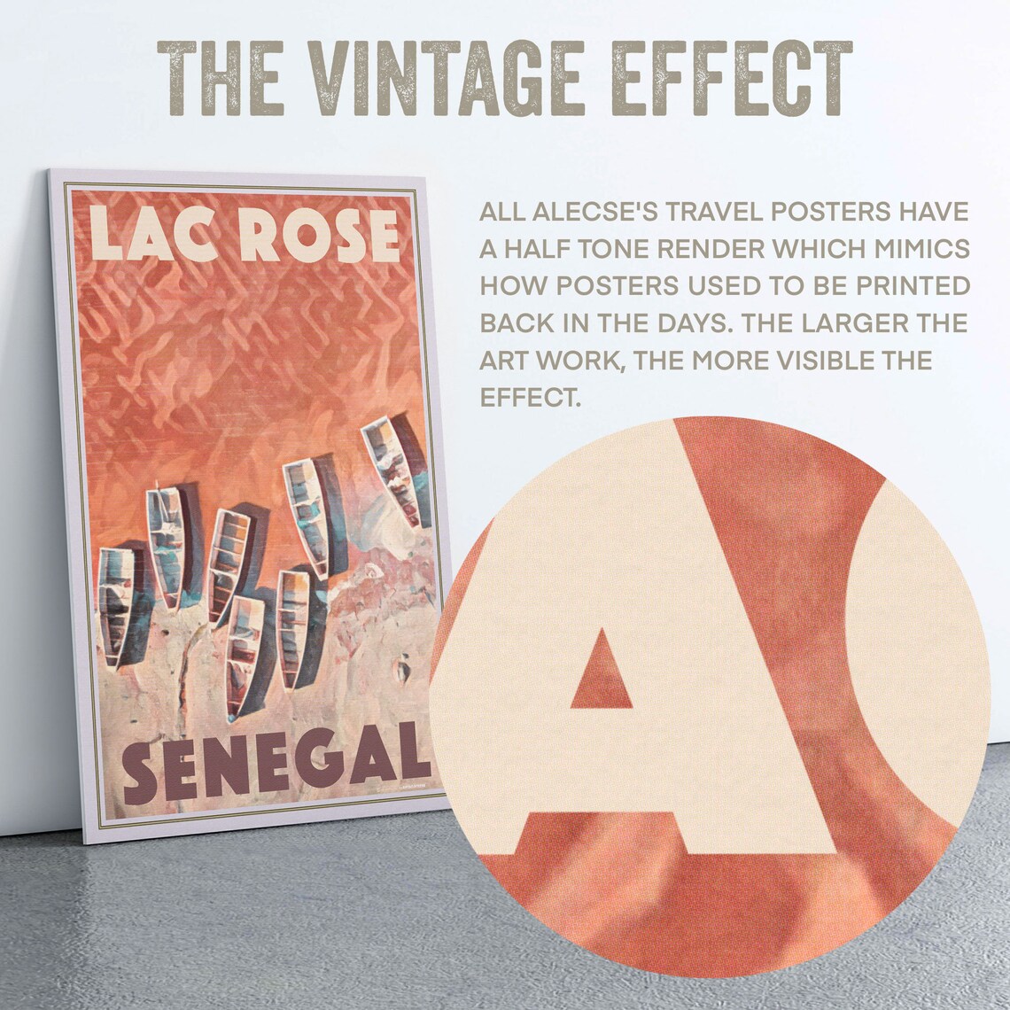 Lac Rose Senegal Pink Salt Lake Fishing Boats Retro Travel Poster - Image 3