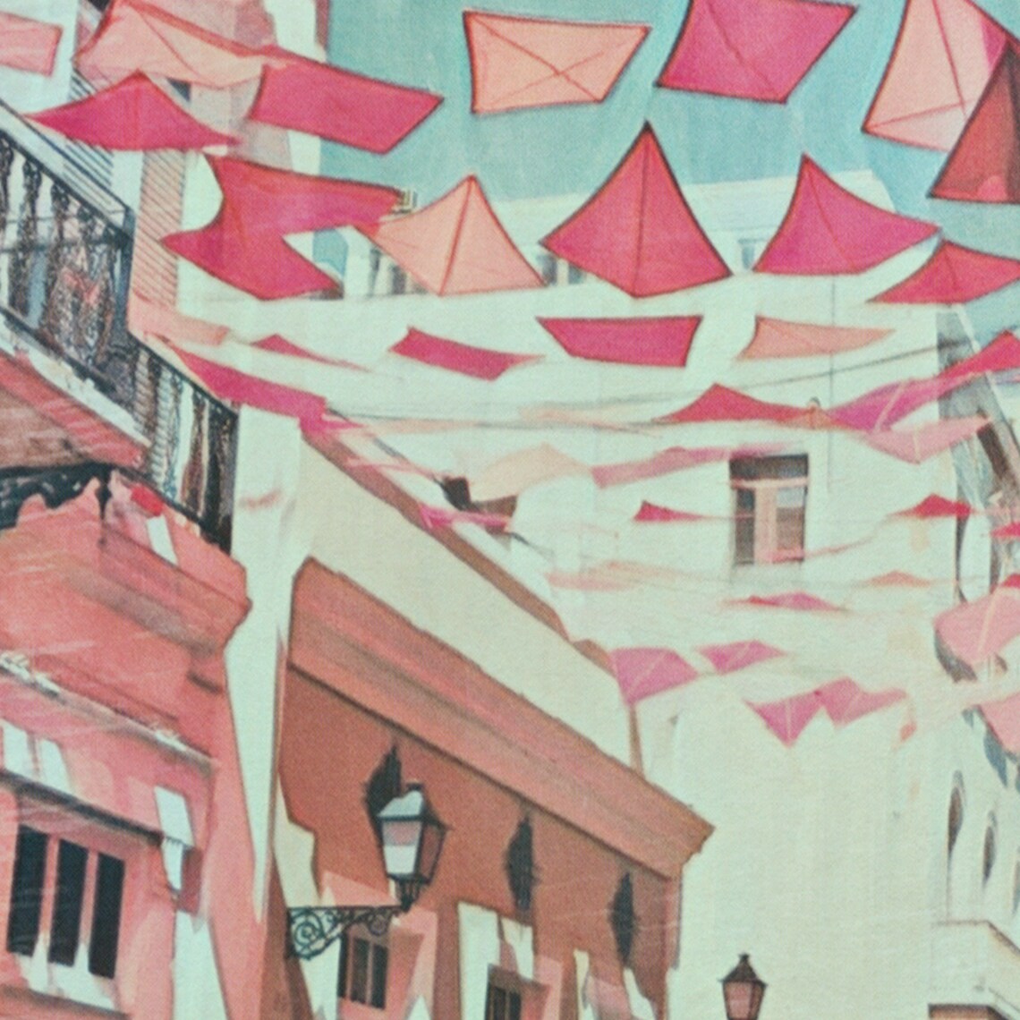 San Juan Puerto Rico Vintage Travel Poster Pink Umbrellas Street Art - Image 4
