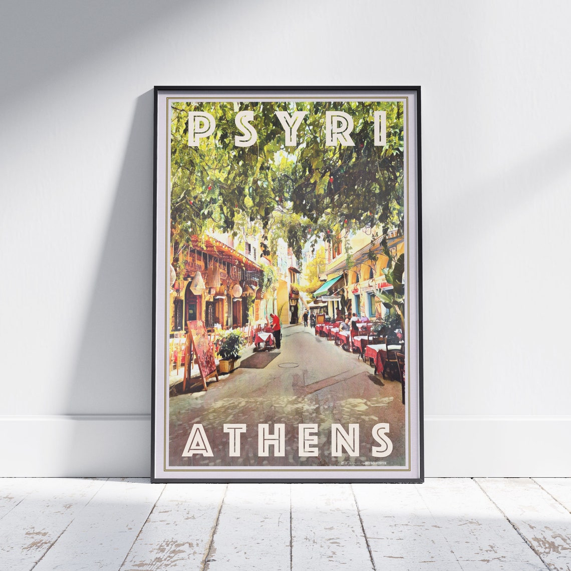 Psyri Athens Greece Taverna Street Outdoor Cafes Travel Poster