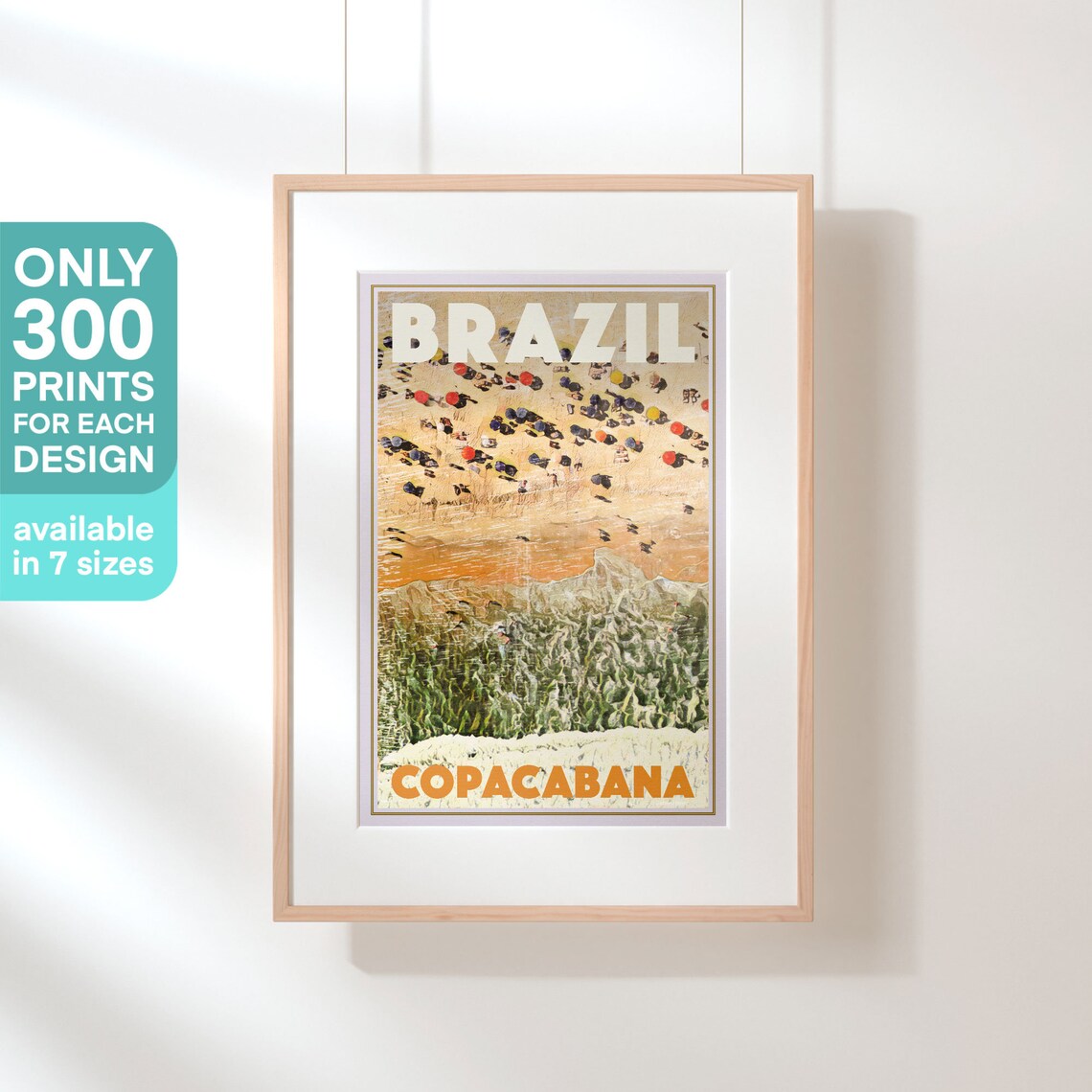 Copacabana Beach Aerial Umbrellas Brazil Vintage Travel Poster - Image 3