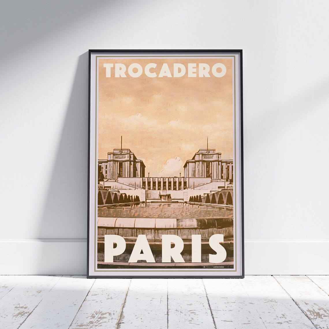 Trocadero Paris Peach Vintage Palais de Chaillot Travel Poster