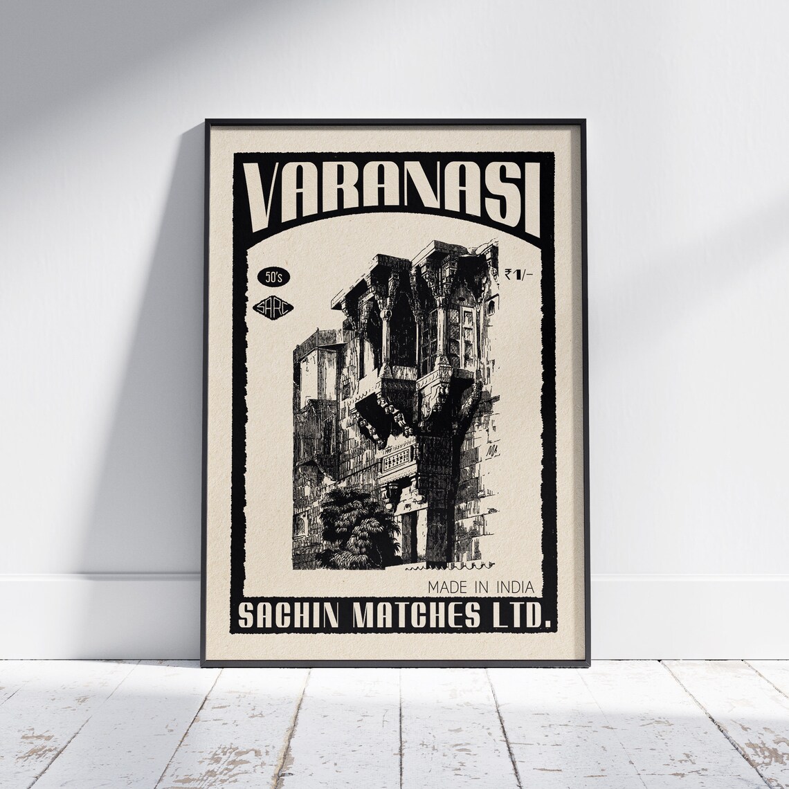 Varanasi Haveli Heritage Building Vintage India Travel Poster