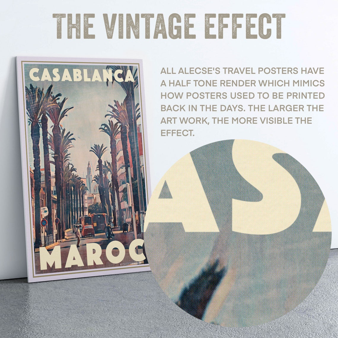Casablanca Maroc Palm Lined Boulevard Vintage Morocco Travel Poster - Image 2
