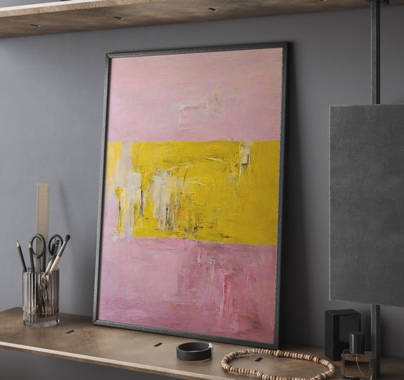 Abstract Oil Painting Art Print Pink Yellow Home Decor File