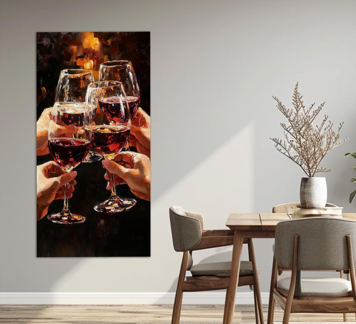 Red Wine Cheers, Modern Kitchen Wall Art Print