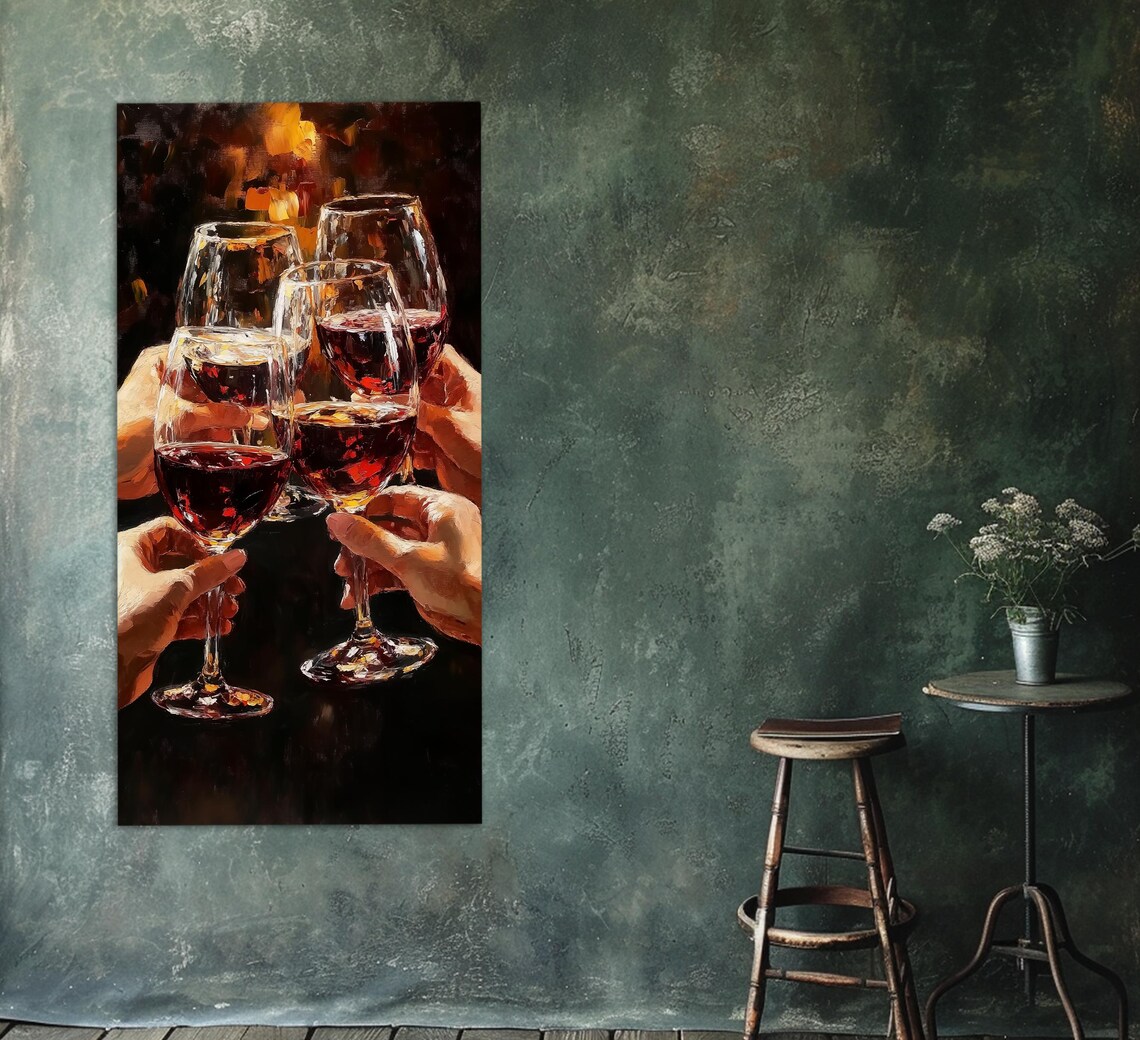 Red Wine Cheers, Modern Kitchen Wall Art Print - Image 2