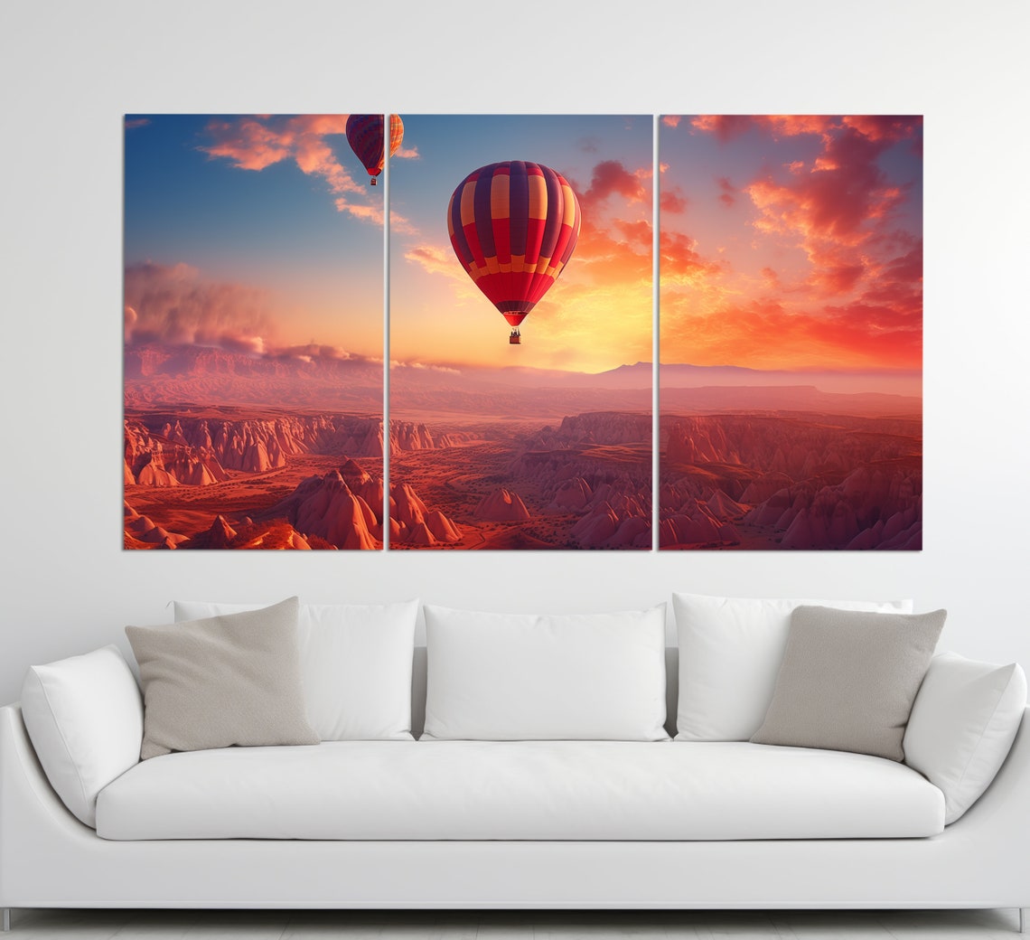 Hot Air Balloons In Cappadocia Print Cappadocia Sunset Poster Balloons Fest In Turkey Wall Art Cappadocia Art - Image 3