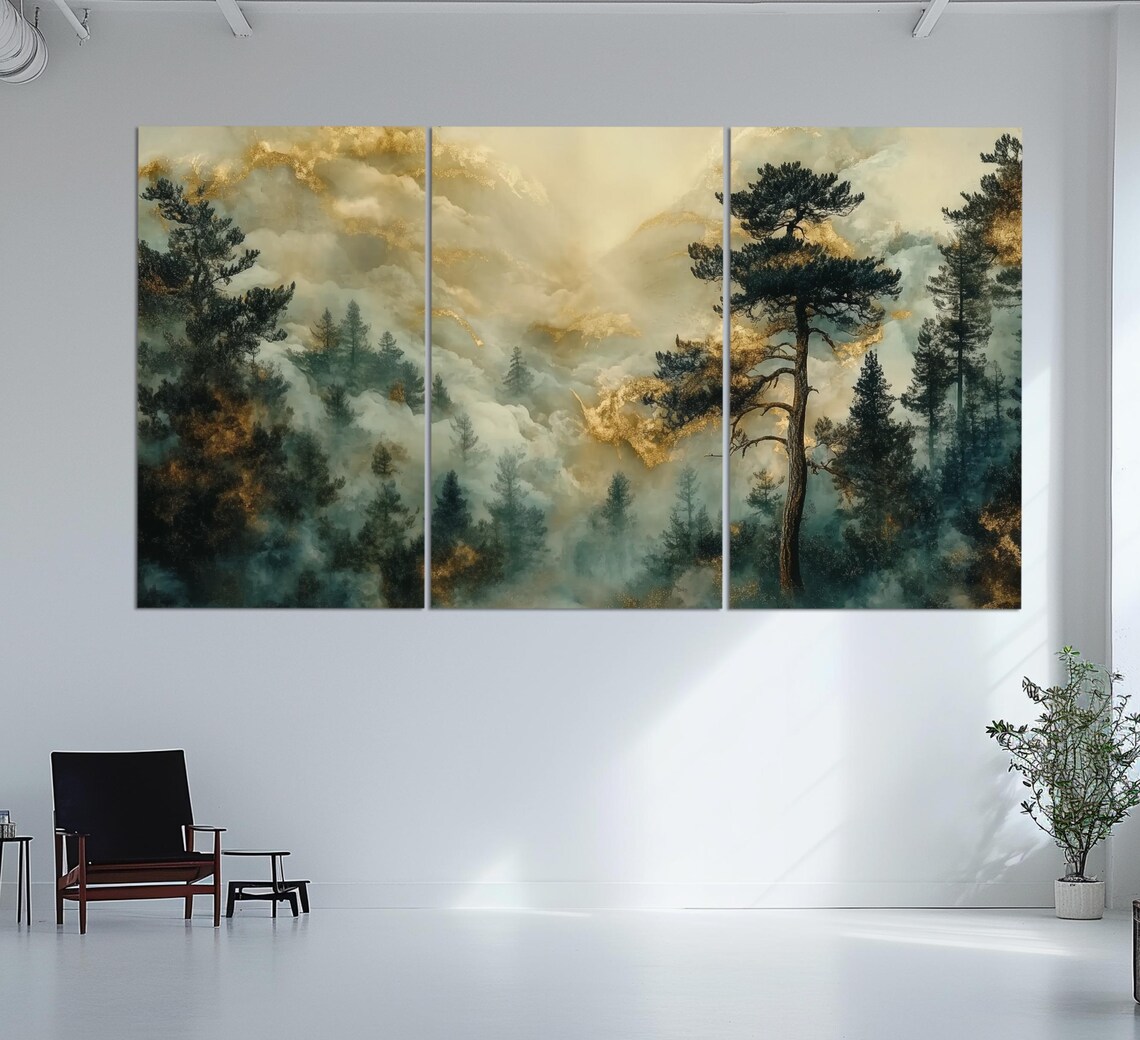 Misty Mountain Forest Art Print, Nature Wall Decor - Image 3