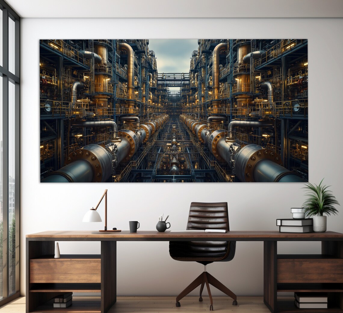 Industrial Abstract Factory Art Print, Engineer Office