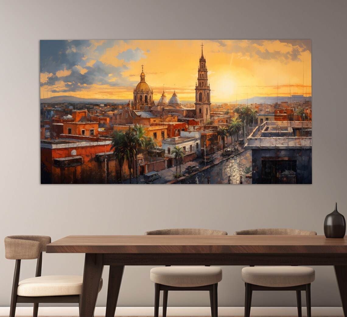 Puebla Mexico Cathedral Domes Sunset Old Town Cityscape Travel Poster - Image 6