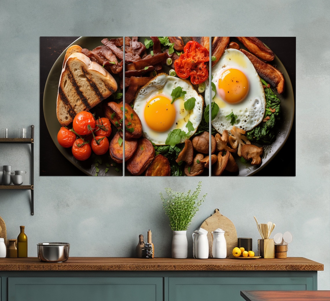 Hearty Full English Breakfast Platter Eggs Bacon Toast Food Art Poster