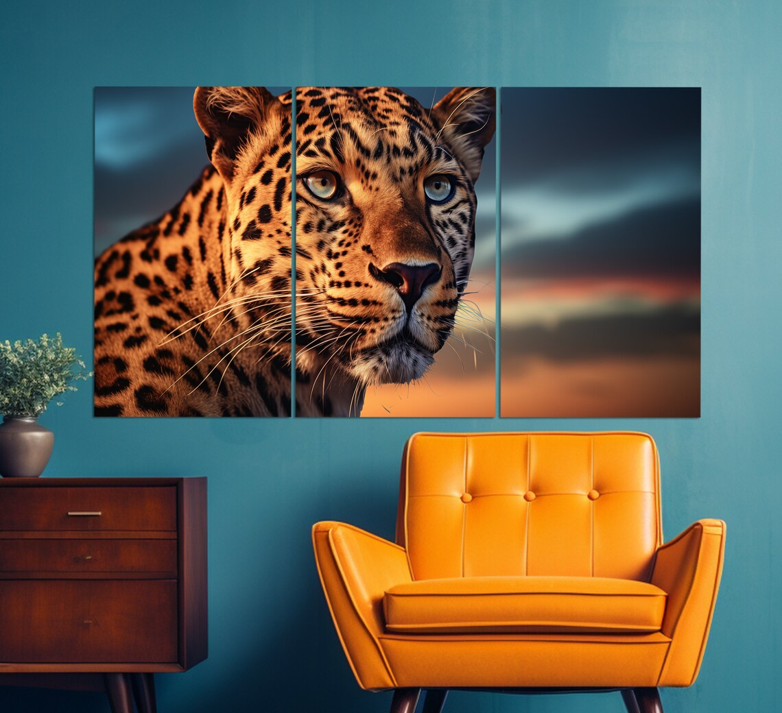 Leopard Portrait, Leopard Print Wall Art Print - Image 3