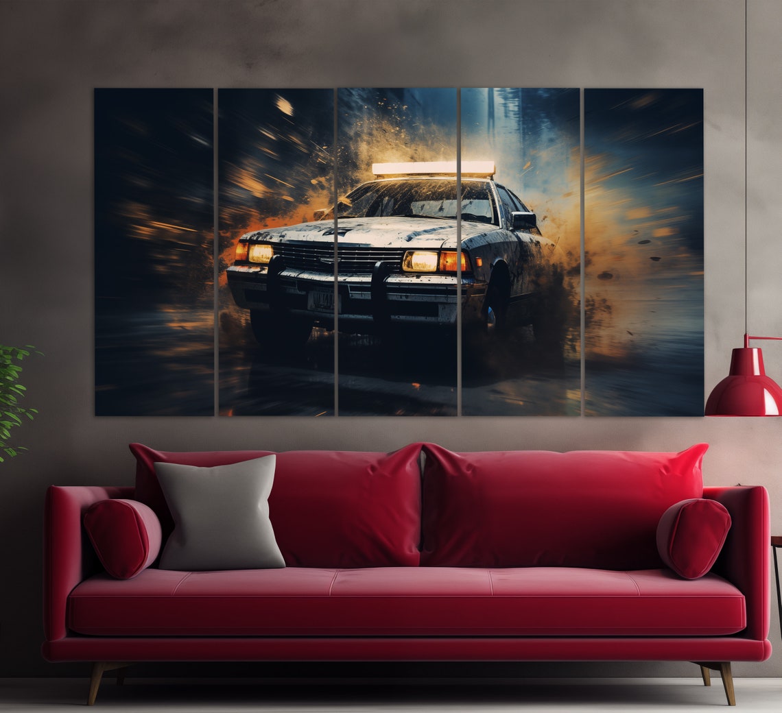 Vintage Police Car Print In An Oil Painting Style Police Wall Art Police Print Police Officer Gift Police Wall Decor - Image 5
