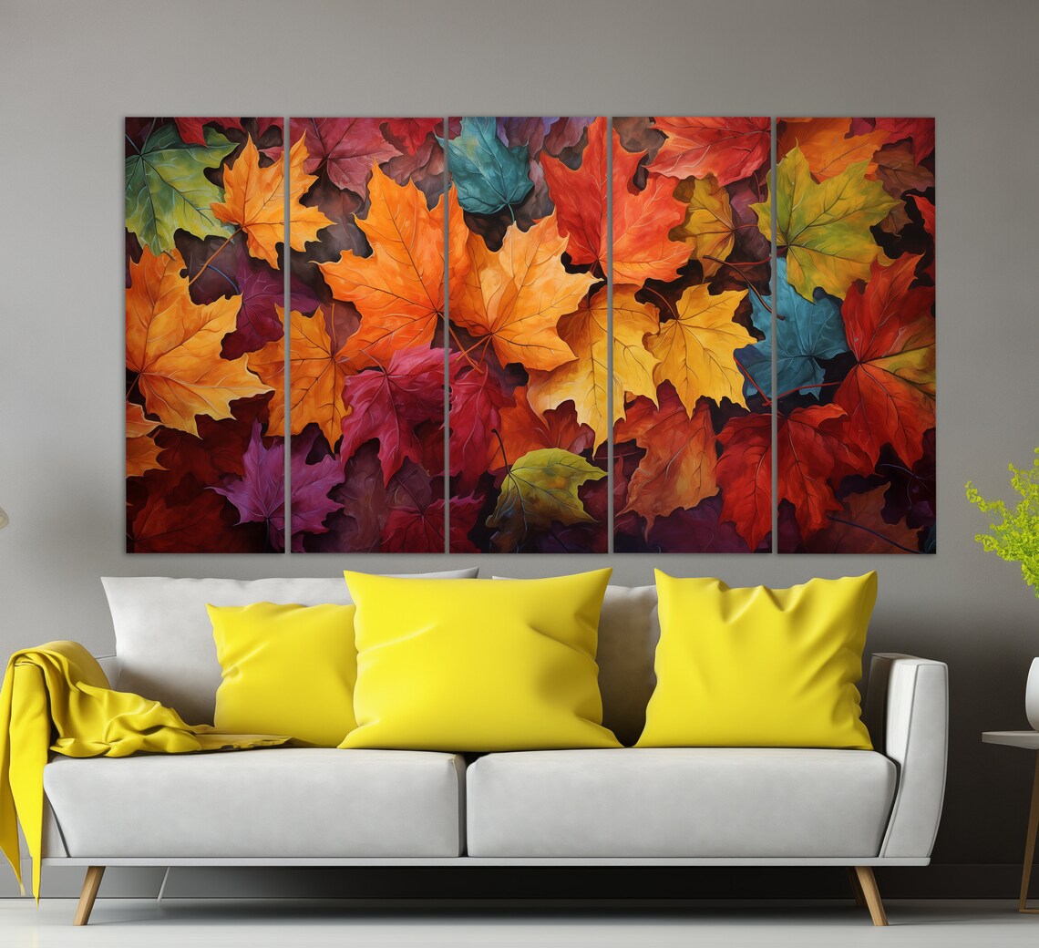 Colorful Autumn Maple Leaves Vivid Fall Foliage Close Up Art Poster - Image 3