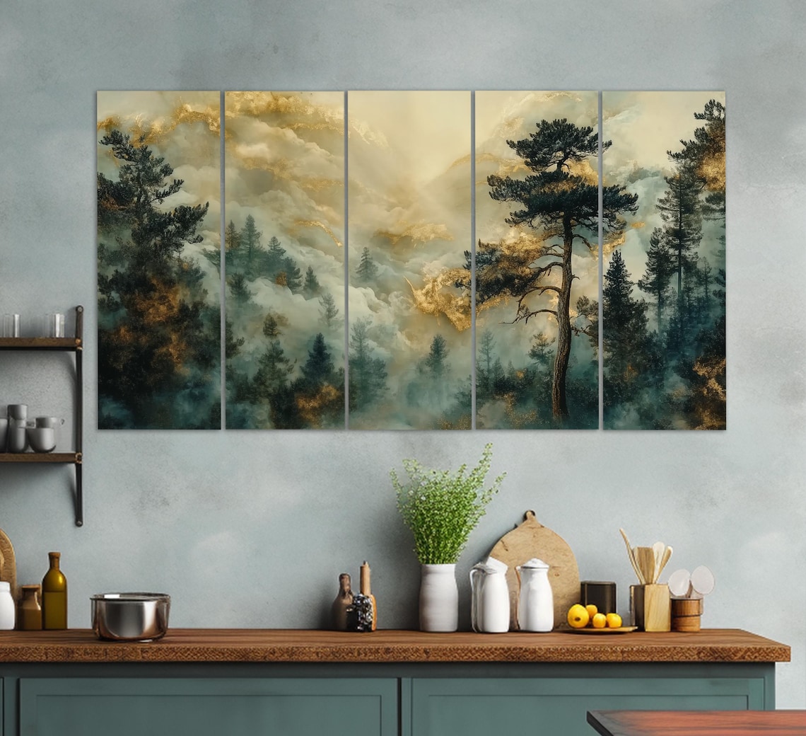 Misty Mountain Forest Art Print, Nature Wall Decor - Image 2