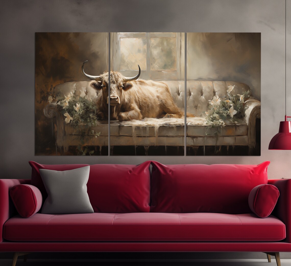 Cow On The Sofa, Farmhouse Wall Decor Art Print - Image 2
