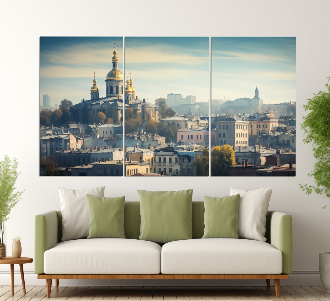 Kyiv Golden Dome Church Rooftops Vintage Oil Painting Ukraine Poster - Image 2