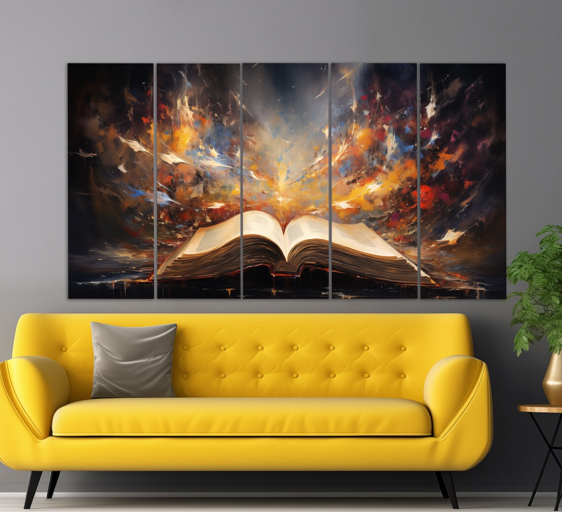 Open Book Vintage Oil Painting Style Art Print