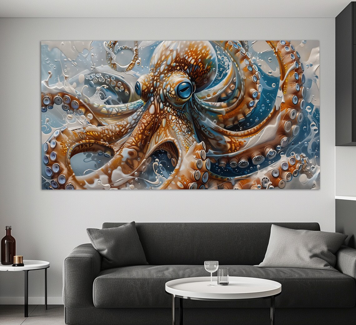 Abstract Octopus, Oil-Painting Style Underwater Art Print - Image 5