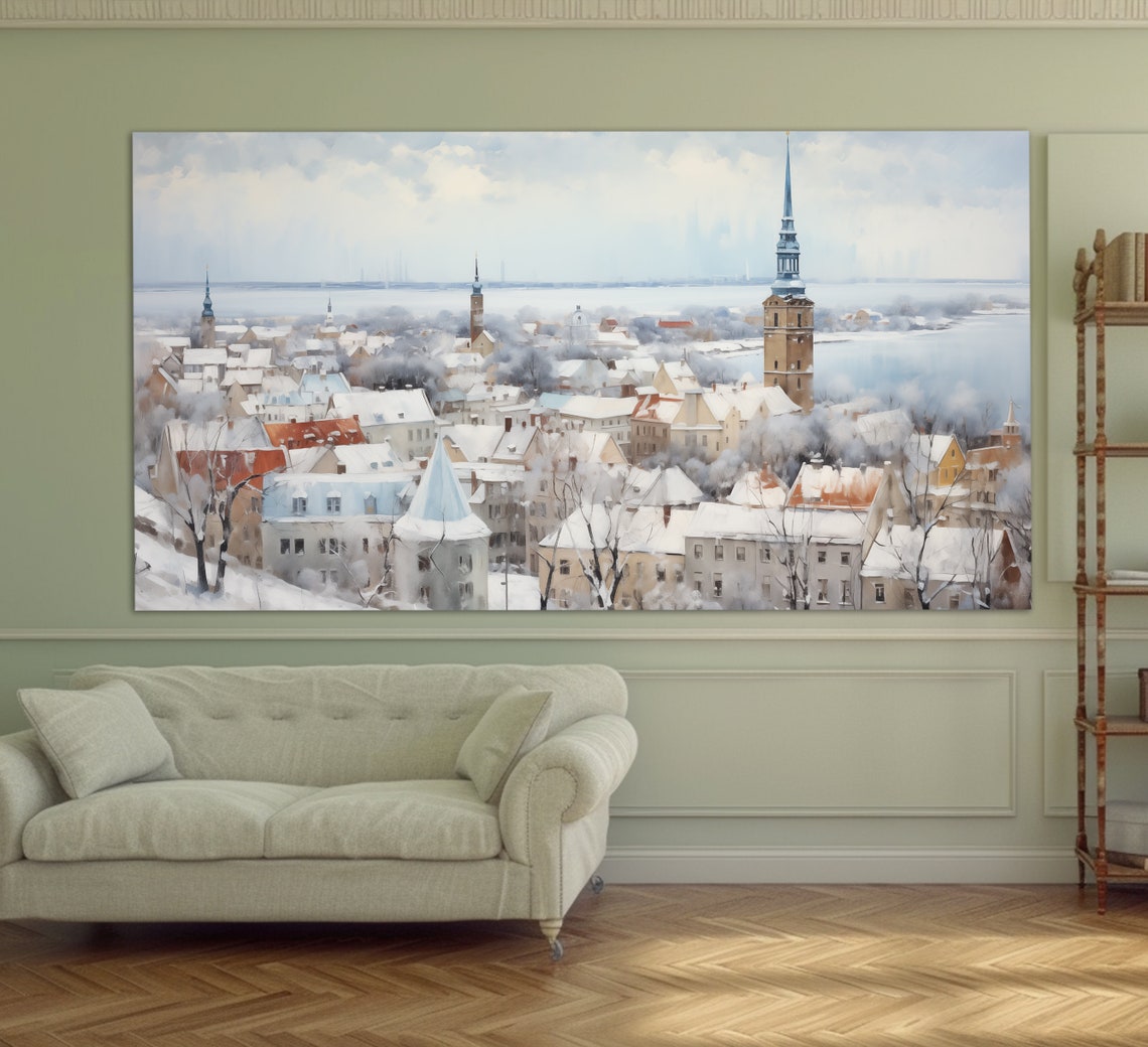 Tallinn Print In A Vintage Oil Painting Style Abstract Tallinn Wall Art Tallinn Painting Estonia Wall Art Estonia Art - Image 4