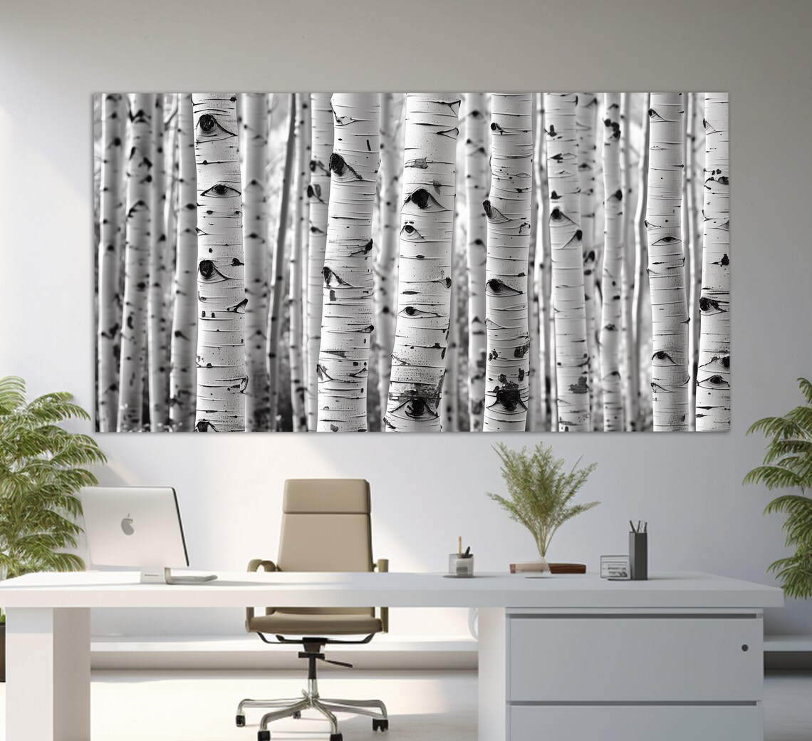 White Birch Trees Forest Print Abstract Forest Wall Art Birch Wall Art Birch Trees Painting Birch Grove Print - Image 2