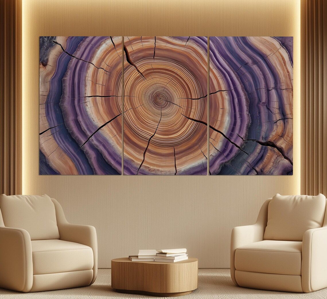 Abstract Tree Texture Print Tree Rings Print Soft Tones Wood Tones Wall Art Wood Wall Art Bedroom Wall Decor Tree Cut - Image 2
