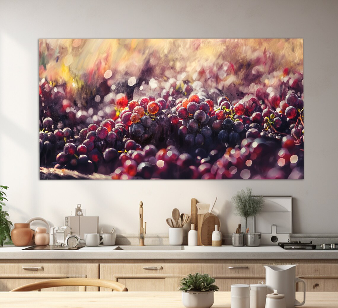Purple Grapes Close Up Wine Kitchen Fruit Photography Poster - Image 3