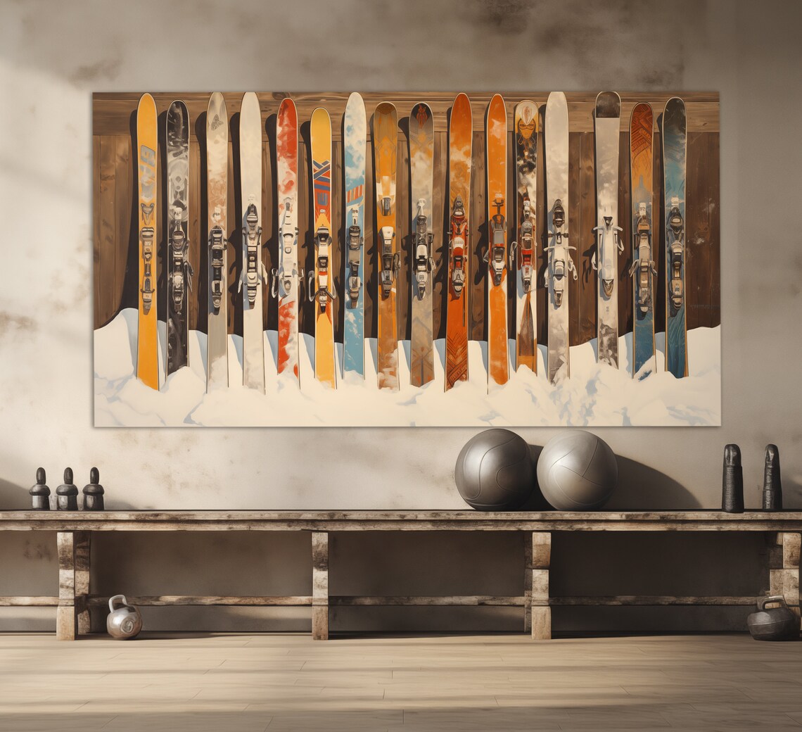 Vintage Ski Abstract Ski Painting, Ski Resort Poster - Image 3