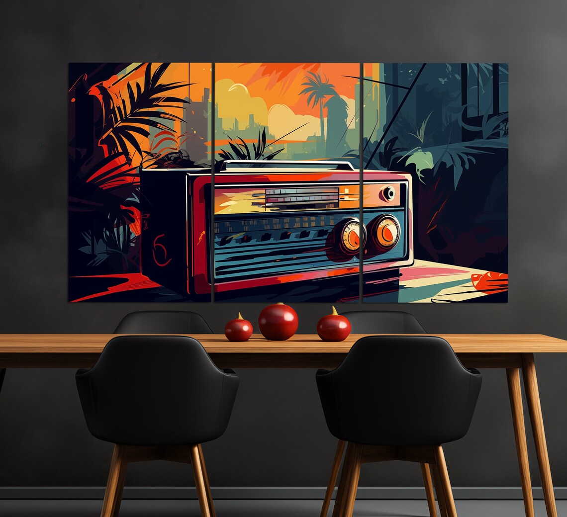 Retro Radio Print Vintage Radio Wall Art Radio Painting Pop Art Wall Decor Pop Art Radio Art Retro Wall Decor - Image 6