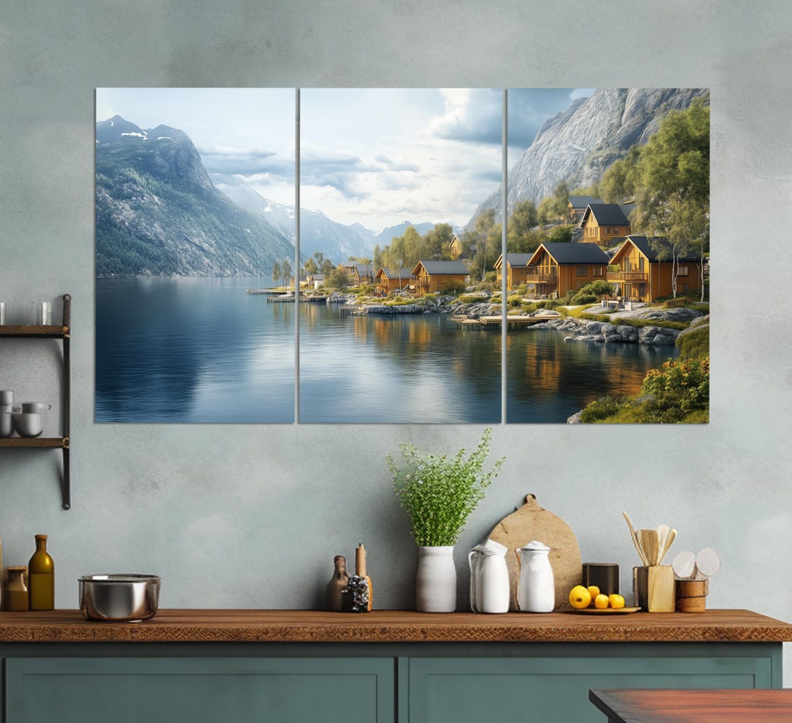 Scenic Fjords Landscape Print Fjords Painting Abstract Fjords Wall Art Norway Painting Fjords Poster Norway Print - Image 3