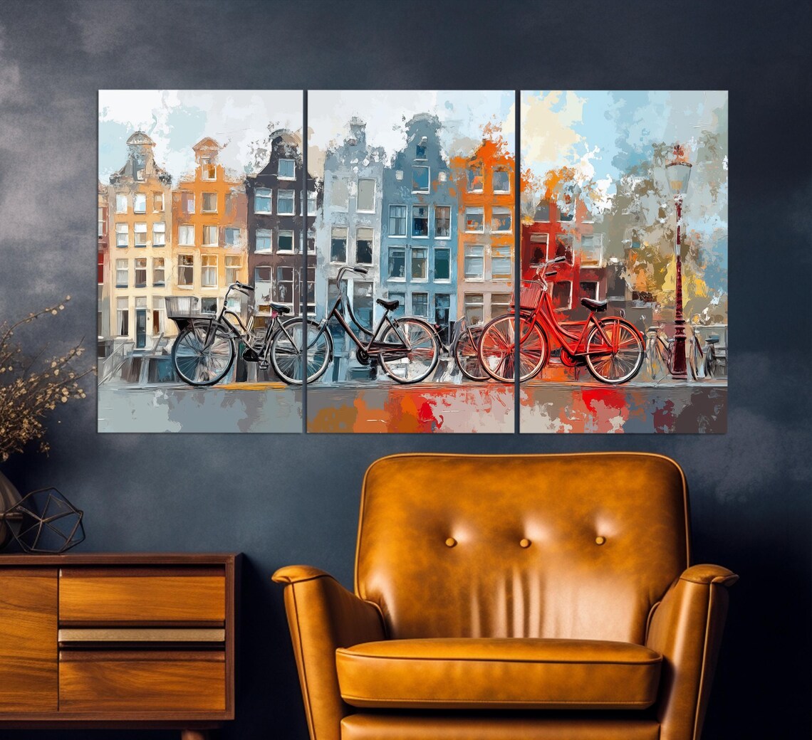 Bicycles in Amsterdam Abstract Wall Art Print - Image 3