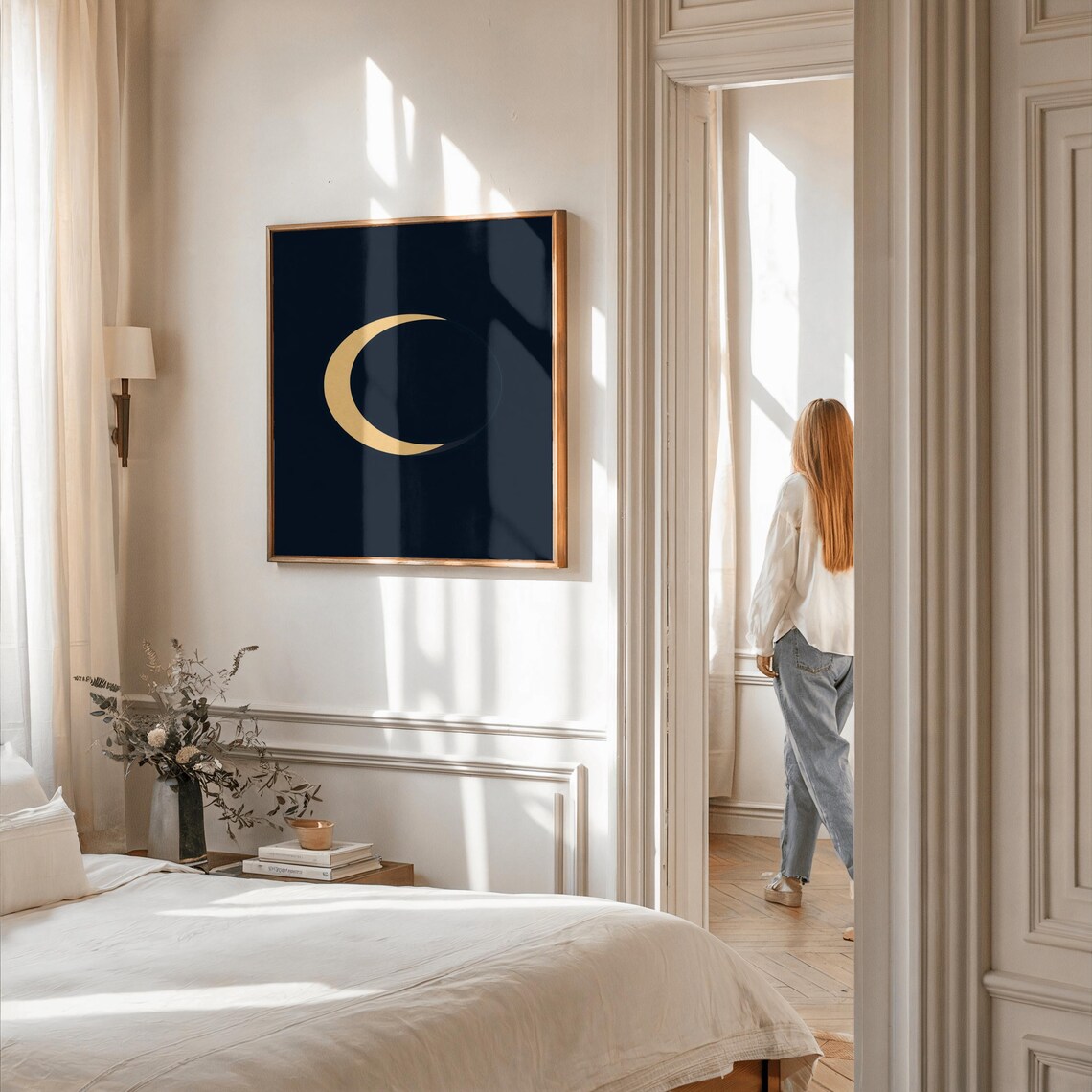 Minimal Crescent Moon Poster, Celestial Abstract - Image 3
