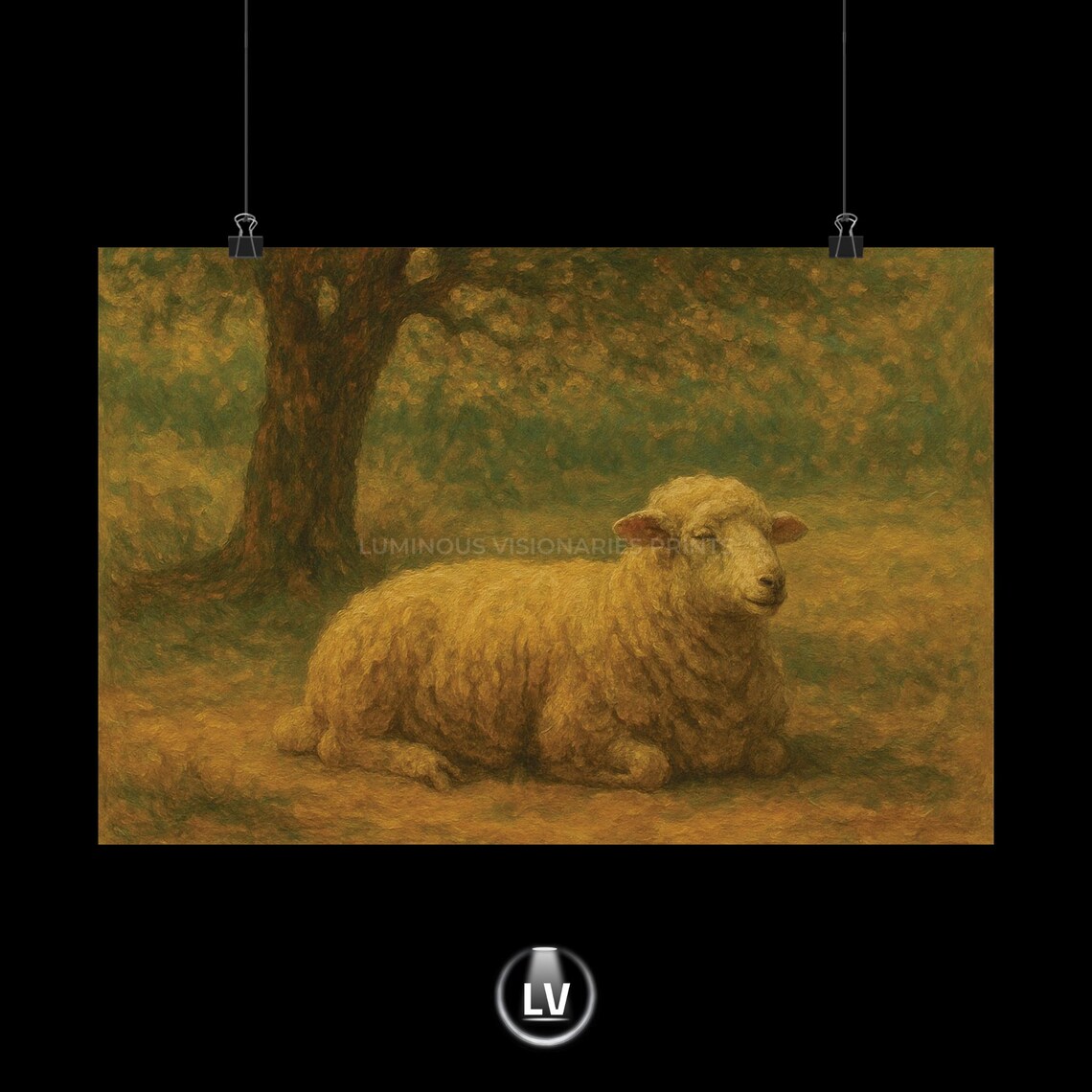 Cozy Sheep Art Print, Warm Farmhouse Decor