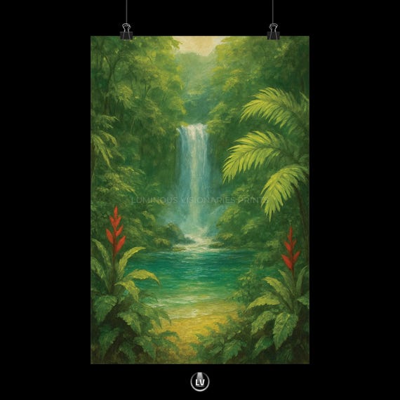 Tropical Waterfall Art Poster Nature Wall Decor Jungle Print Home Decoration Gift For Lovers Relaxing Artwork Apls 17