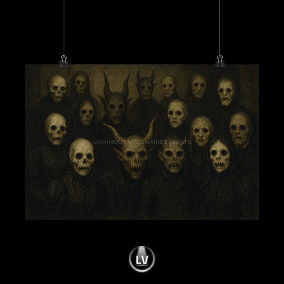 Gothic Matte Horizontal Posters Featuring Eerie Skull Art Dark Wall Decor Spooky Home Halloween And Horror Lovers Apchg 35
