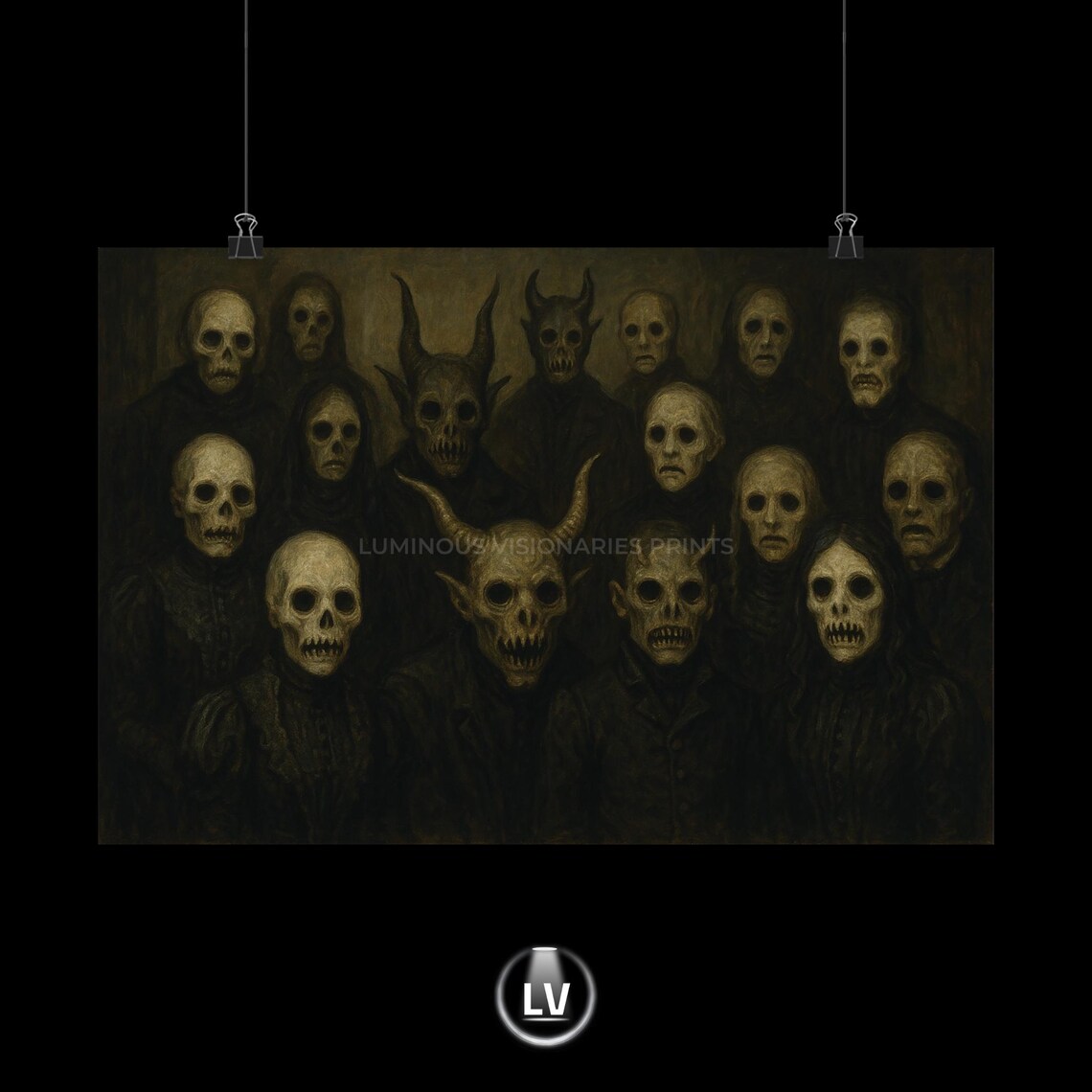 Gothic Matte Horizontal Posters Featuring Eerie Skull Art Dark Wall Decor Spooky Home Halloween And Horror Lovers Apchg 35