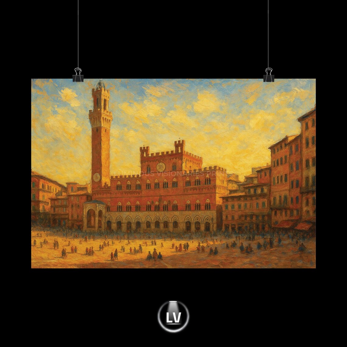 Siena Italy Piazza Del Campo Historic Square Oil Painting Poster