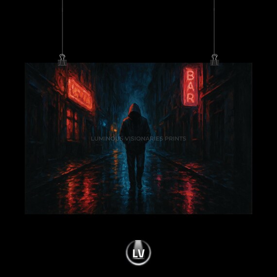 Urban Nightlife Poster, Gothic Home Decor