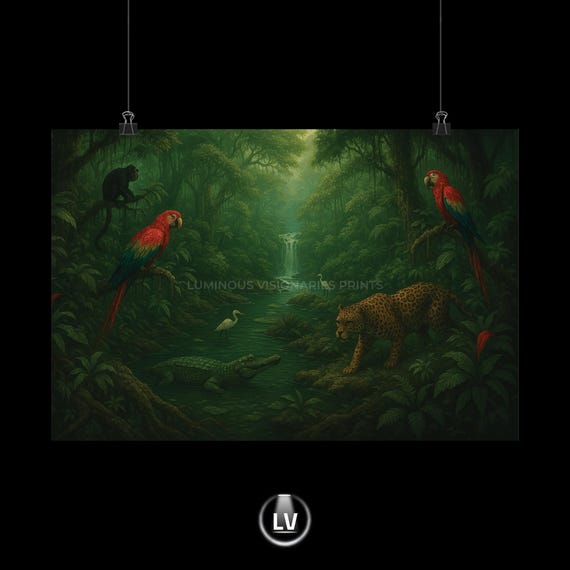 Amazon Rainforest Wildlife Flora Matte Poster Exotic Wall Art Nature Decor Print Tropical Home Design Apa 51