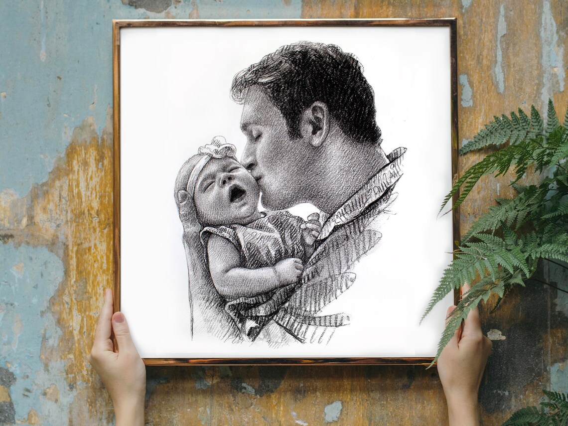 New Dad Gift From Wife, Personalized Portrait - Image 7