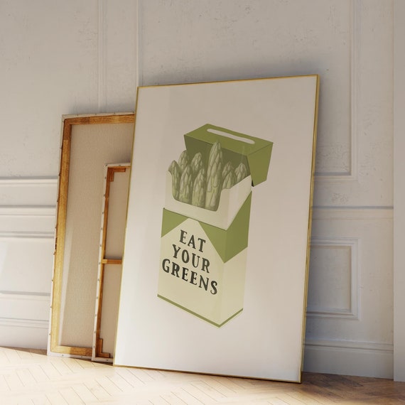 Eat Your Greens Poster Print Vegetable Trendy Kitchen Wall Art Decor