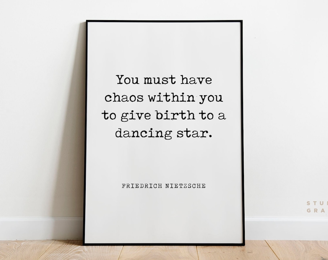 Nietzsche Chaos Within You Dancing Star Minimalist Quote Art Print