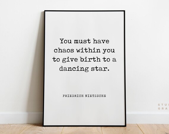 Nietzsche Chaos Within You Dancing Star Minimalist Quote Art Print