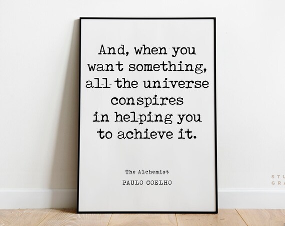 Paulo Coelho The Alchemist Universe Conspires Quote Typewriter Poster