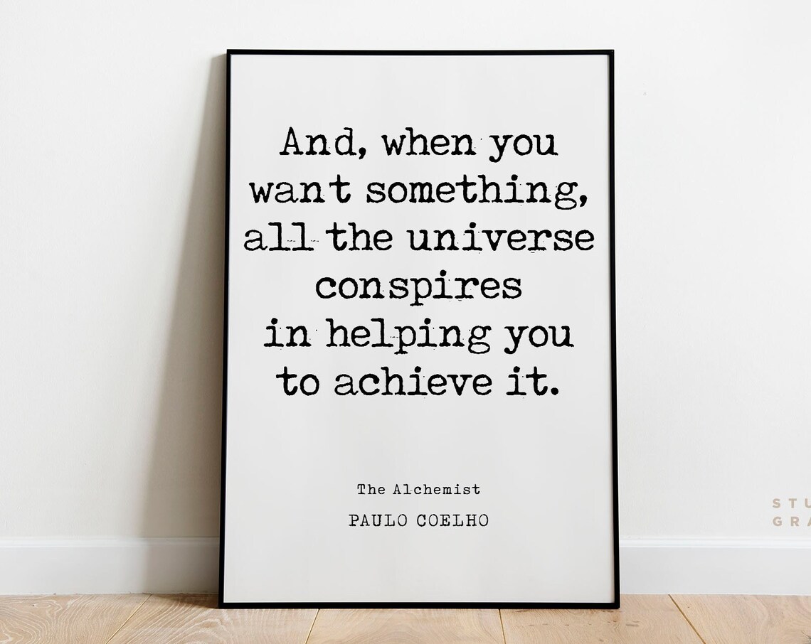 Paulo Coelho The Alchemist Universe Conspires Quote Typewriter Poster