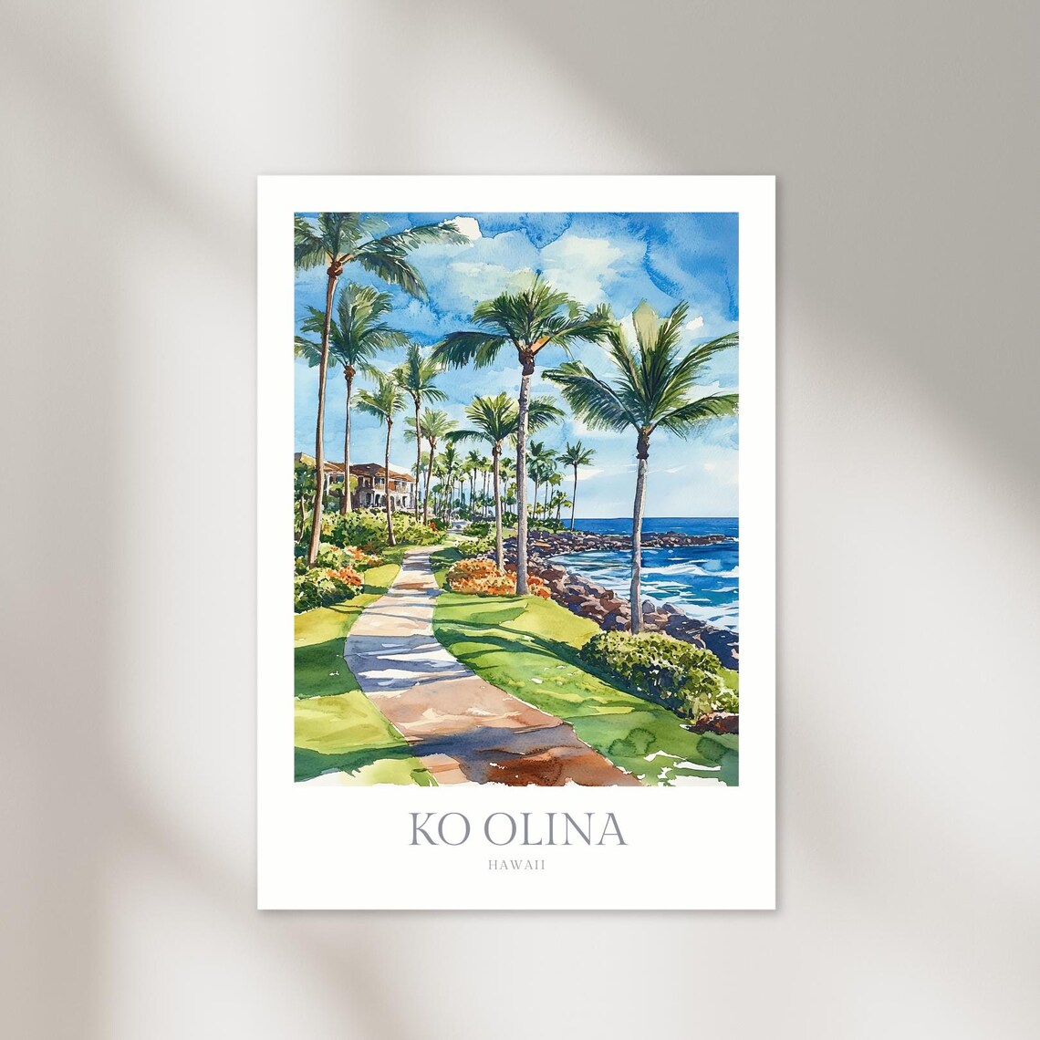 Ko Olina Hawaii Watercolor Travel Poster